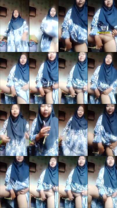 Bunda colmek pake terong lupa lepas jilbab biru